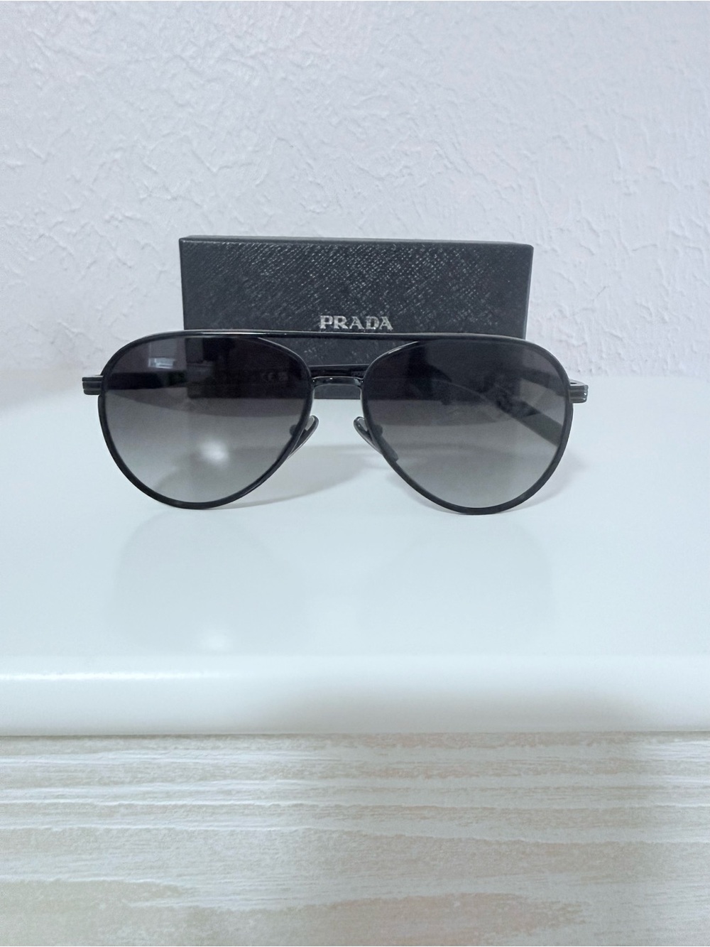 Prada Black Aviator / Pilot Sunglasses PR B57S - Picture 6 of 8